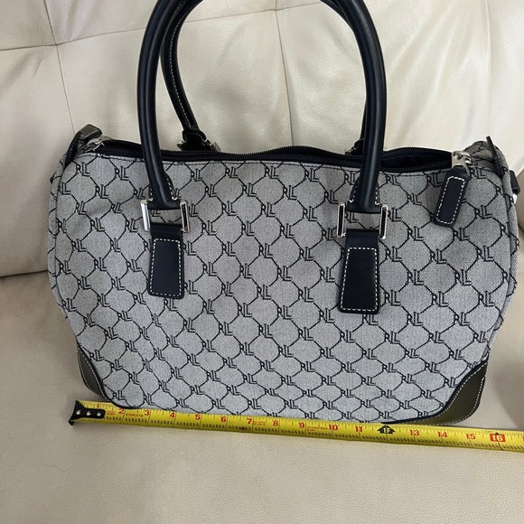 Vintage Ralph Lauren Signature Monogram Leather Canvas Shoulder Duffle Bag - Picture 10 of 10